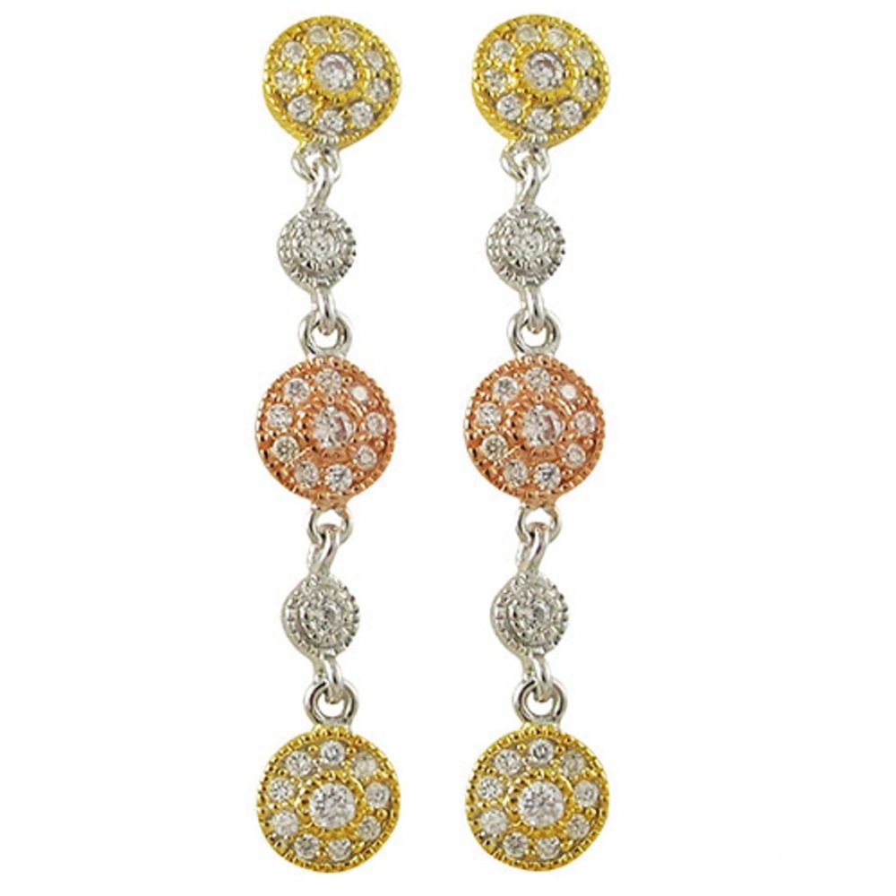 Tri-Color Cubic Zirconia Circles Earrings-boutique
